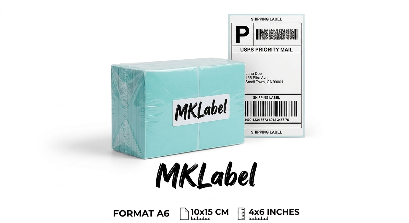 Étiquettes Thermiques MKLabel 100x150mm (4x6") — Fanfold sans encre